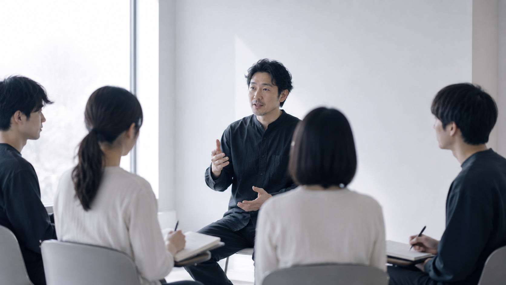 受講者に話す講師